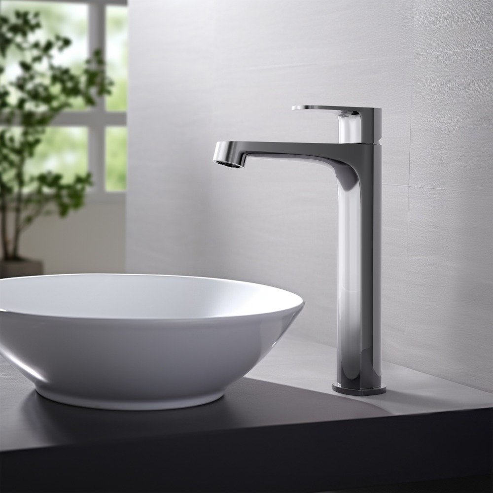 Смеситель для раковины высокий Aquanet Oberon 240 мм хром AQ1204CR