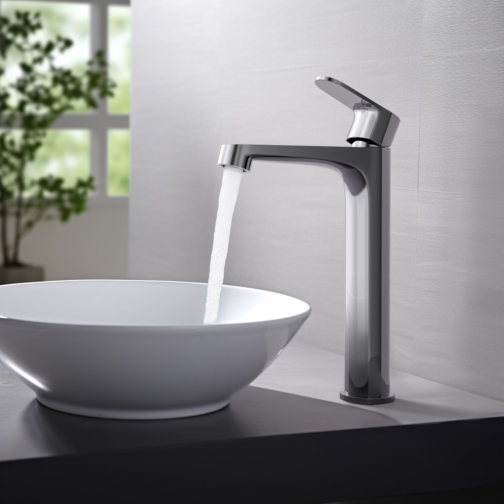 Смеситель для раковины высокий Aquanet Oberon 240 мм хром AQ1204CR