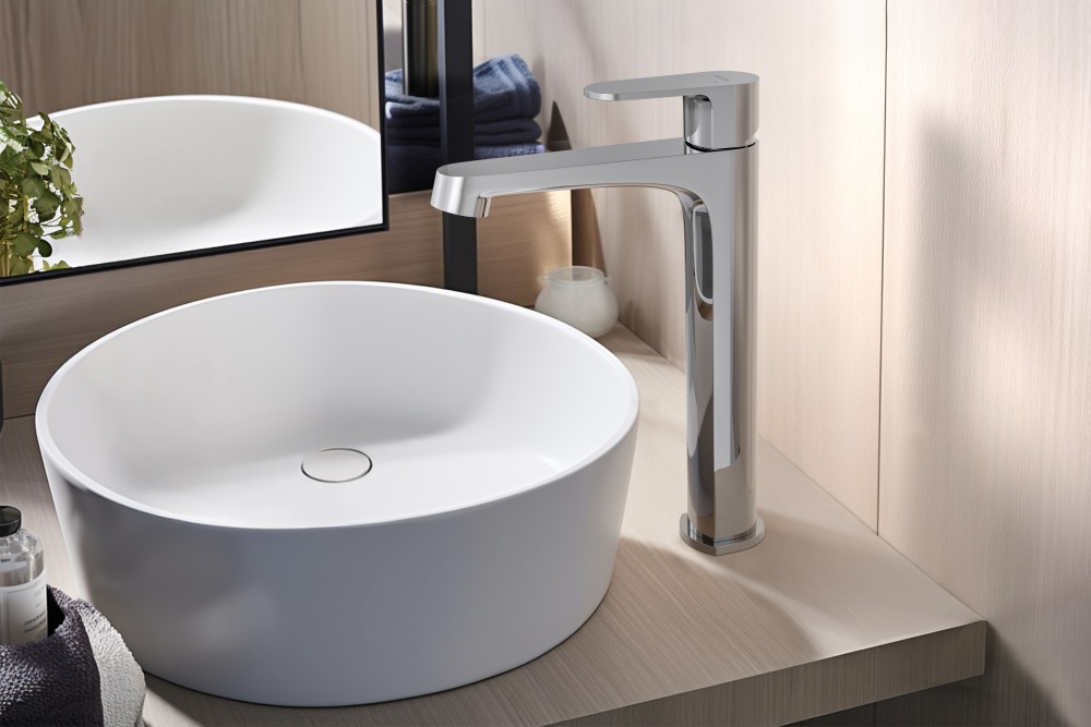 Смеситель для раковины высокий Aquanet Oberon 240 мм хром AQ1204CR