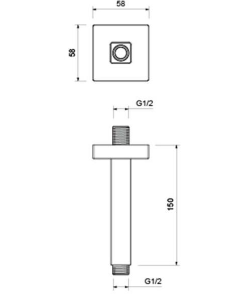 Держатель верхнего душа потолочный Aquanet 150 мм хром AQ2172CR