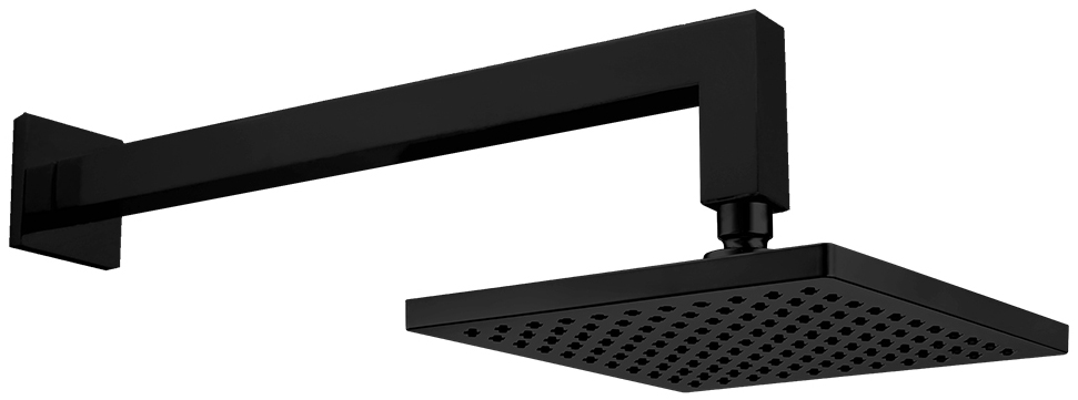 Верхний душ TOPAZ TIERA квадратный 200x200 мм с держателем матовый черный 102145031C1EX