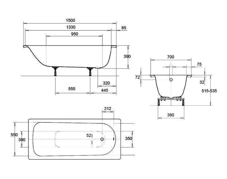 Ванна стальная KALDEWEI Eurowa 310-1 150х70 см 119612030001