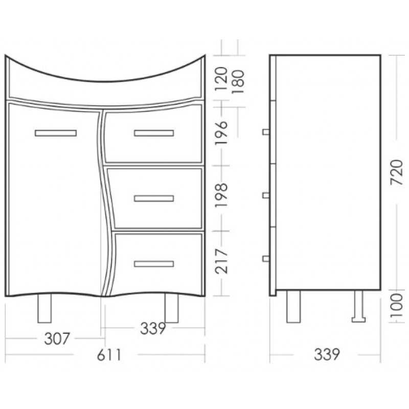 Комплект Тумба напольная Dreja Лира с умывальником Лагуна 65 SET_Лира/Лагуна-65