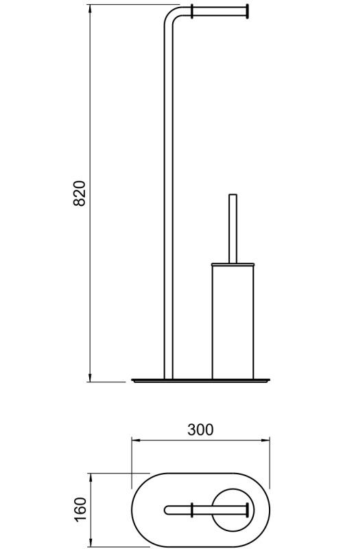 Стойка напольная с ершиком и держателем туалетной бумаги Aquanet Оберон матовый черный AQ4231MB