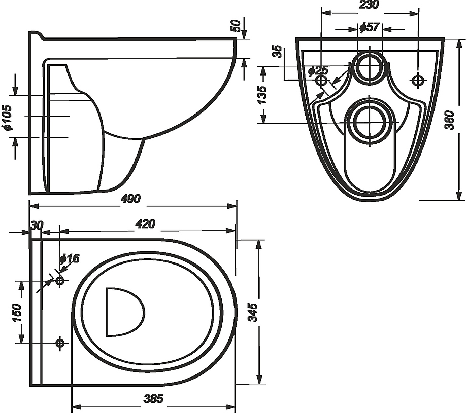 Унитаз подвесной Sanita Luxe Best Белый WC.WH/Best/DM/WHT.G/S1