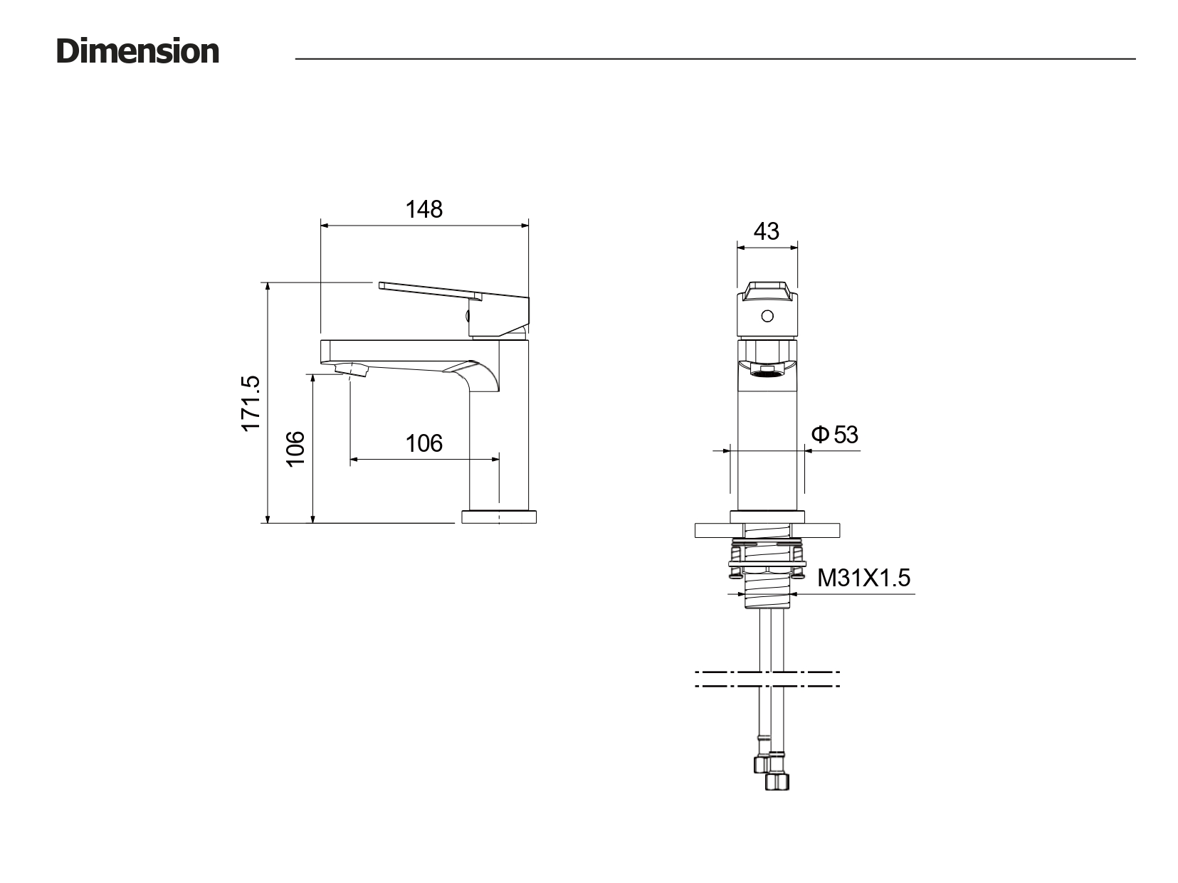 Смеситель для раковины Aquanet Лугано 106 мм без донного клапана шлифованное золото AQ1710BG