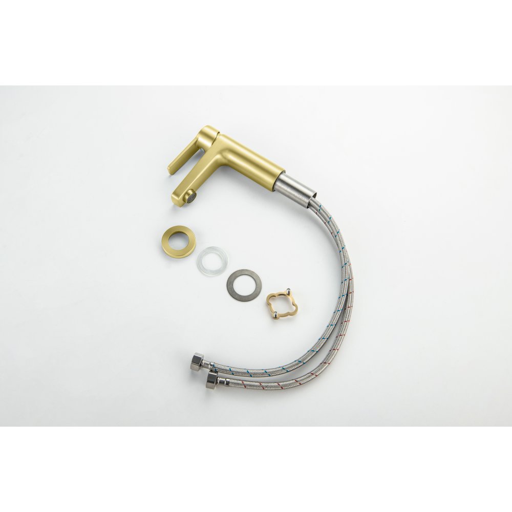 Смеситель для раковины Aquanet Лугано 106 мм без донного клапана шлифованное золото AQ1710BG