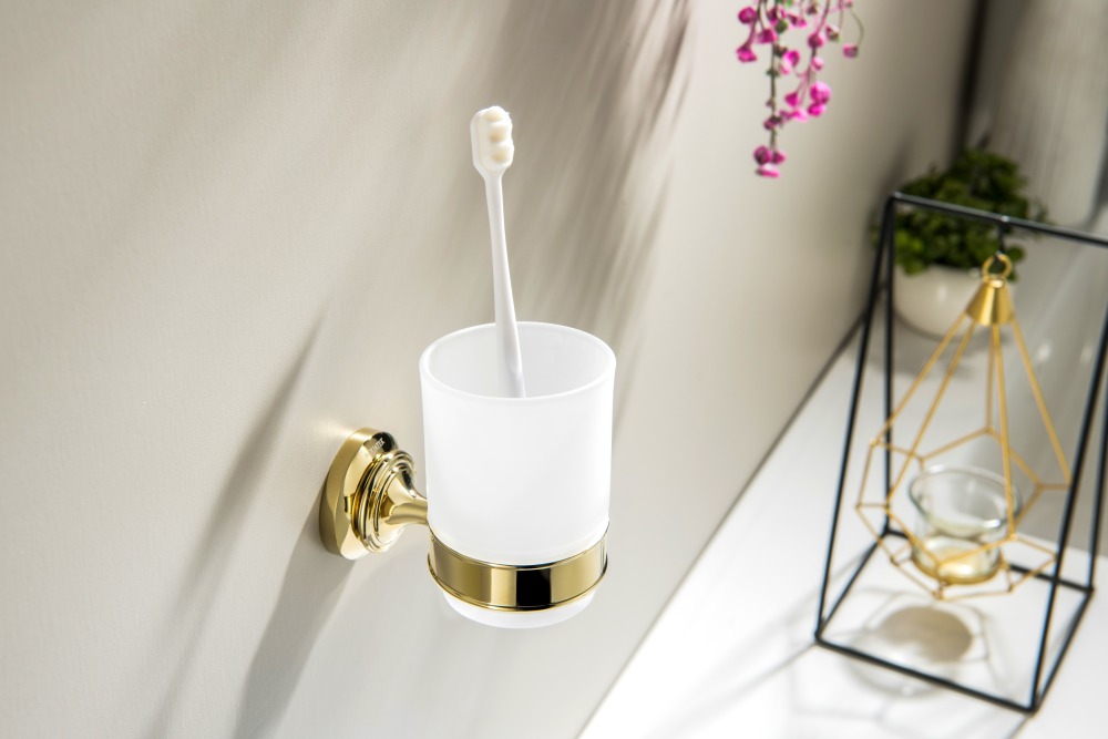 Стакан с держателем Aquatek Классик полированное золото AQ4504PG