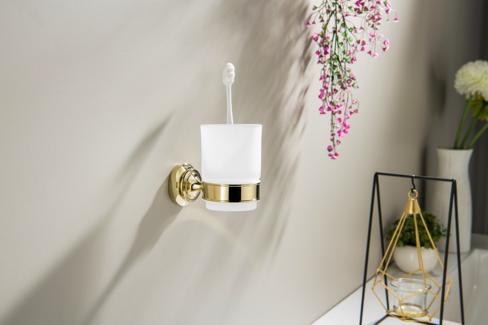 Стакан с держателем Aquatek Классик полированное золото AQ4504PG