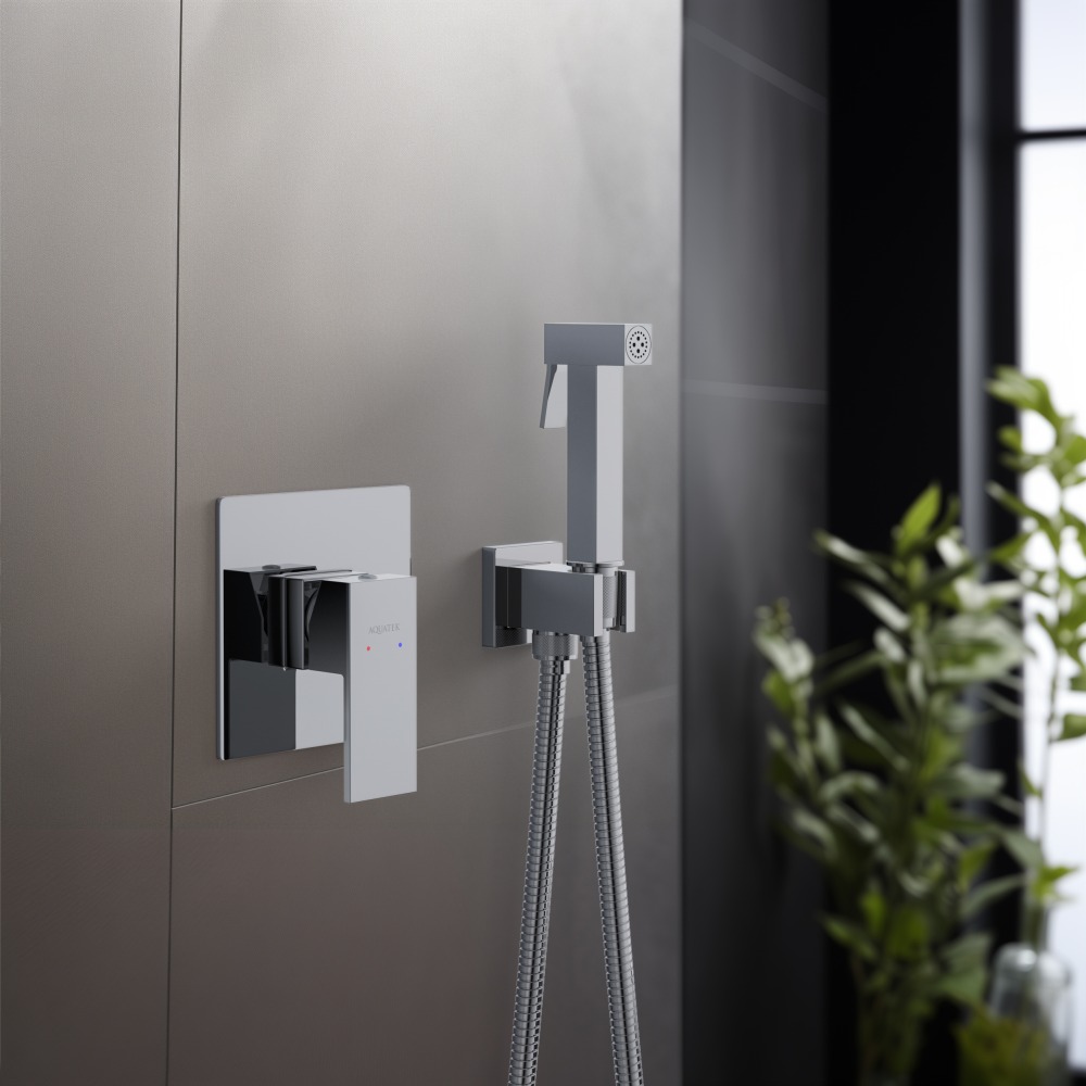 Набор с гигиеническим душем Aquanet Либра (смеситель, лейка, шланг, держатель) AQ1619CR