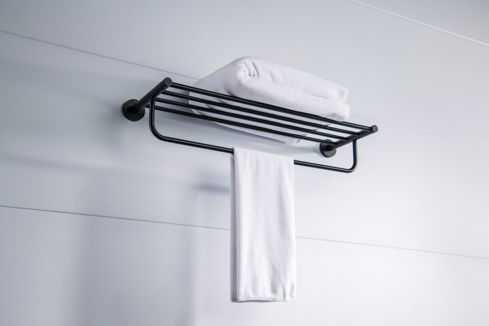 Полка для полотенец Aquanet Европа матовый черный AQ4115MB
