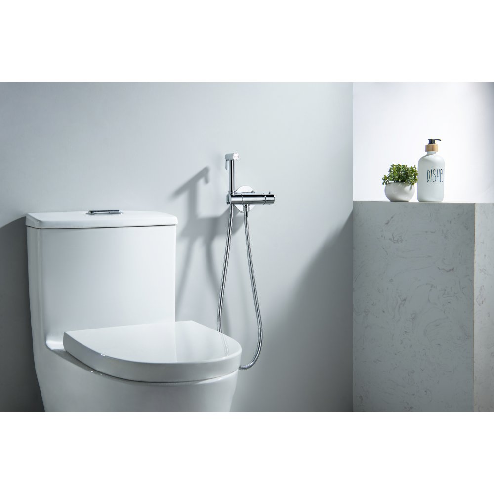 Комплект для гигиенического душа термостатический встроенный Aquanet Oberon смеситель, лейка, шланг, хром AQ1027CR