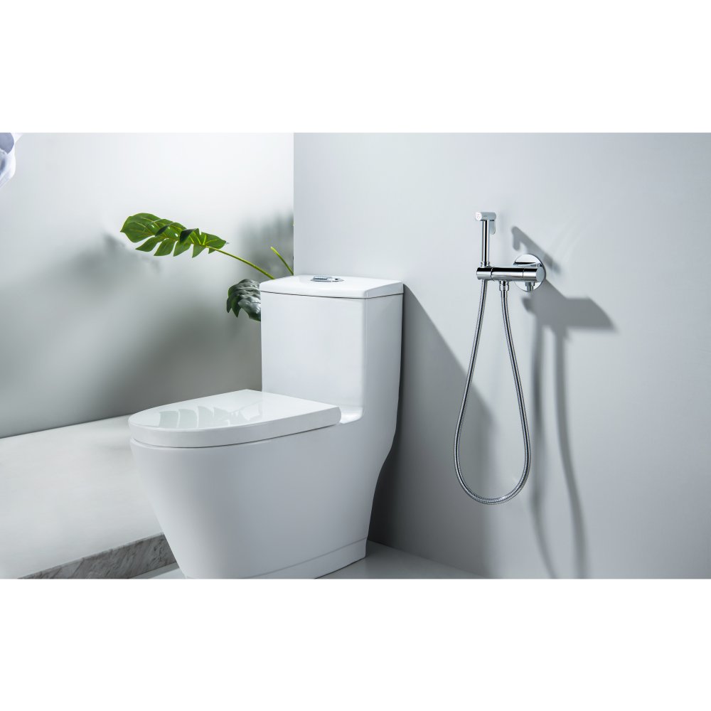 Комплект для гигиенического душа термостатический встроенный Aquanet Oberon смеситель, лейка, шланг, хром AQ1027CR