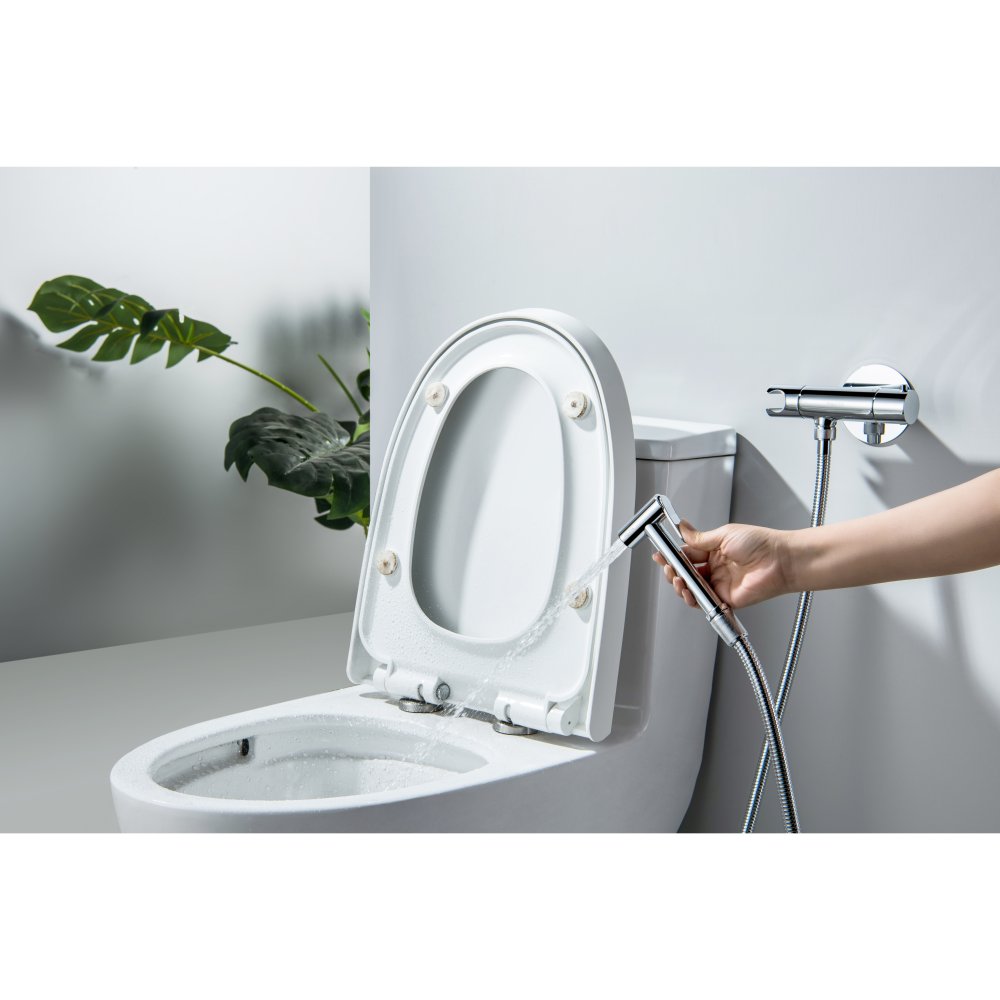 Комплект для гигиенического душа термостатический встроенный Aquanet Oberon смеситель, лейка, шланг, хром AQ1027CR