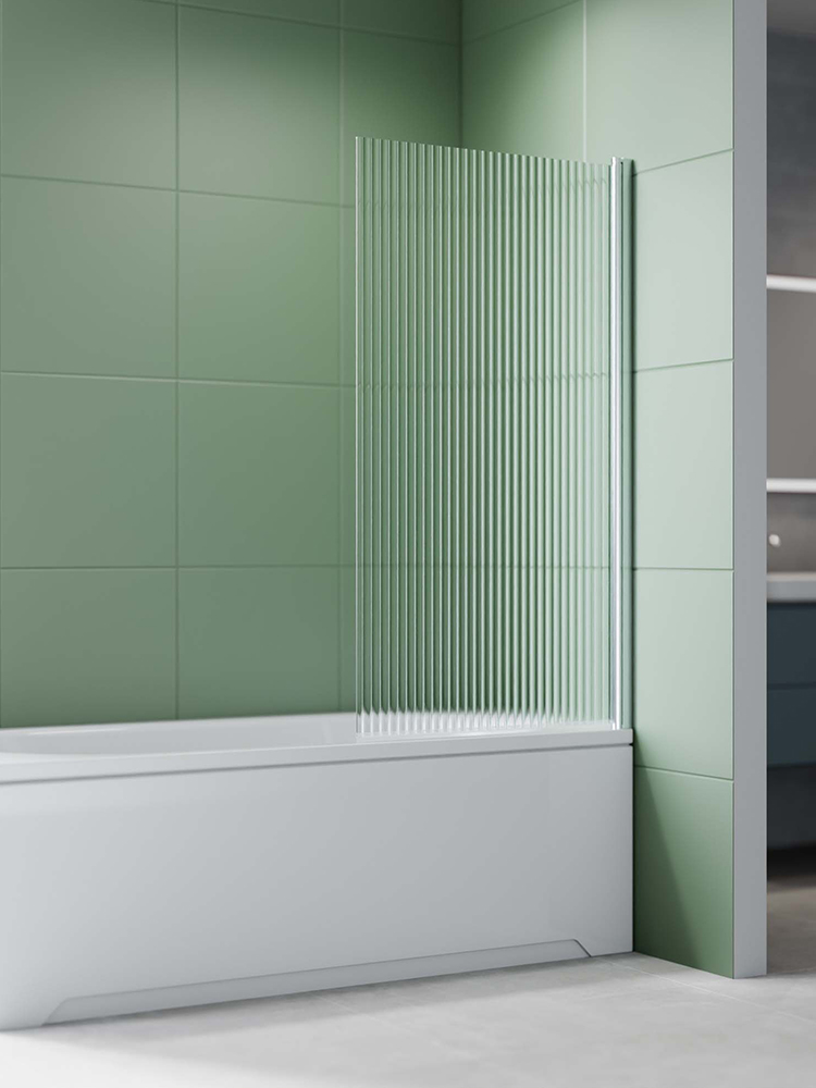 Шторка на ванну Aquanet одноэлементная поворотная 800x1500 мм хром профиль рифленое стекло 6 мм AQ.BS.080.2CH