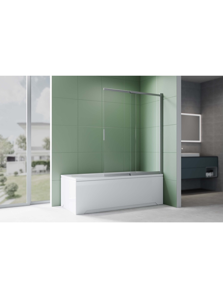 Шторка на ванну Aquanet двухэлементная поворотная 1000x1500 мм оружейная сталь прозрачное стекло 5 мм AQ.BSS.100.1GM