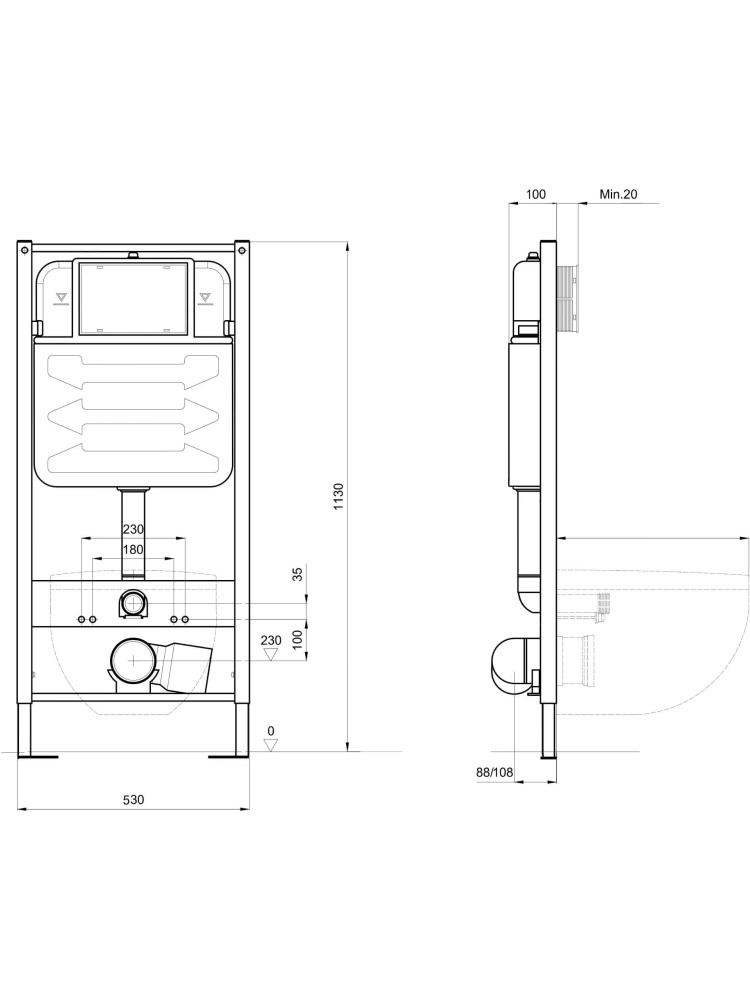 Комплект инсталляции 4 в 1 AQUATEK Сириус PNS-07 (рама INSP-0000001, унитаз AQ1582T-00, кнопка PNS-0000007) СИРИУС PNS-07