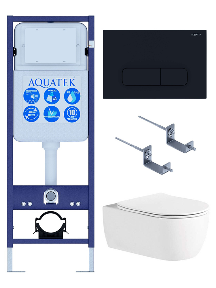 Инсталляция с унитазом AQUATEK Европа 4 в 1 рама INS-0000017 кнопка KDI-0000017 унитаз AQ1106L-00 New-017