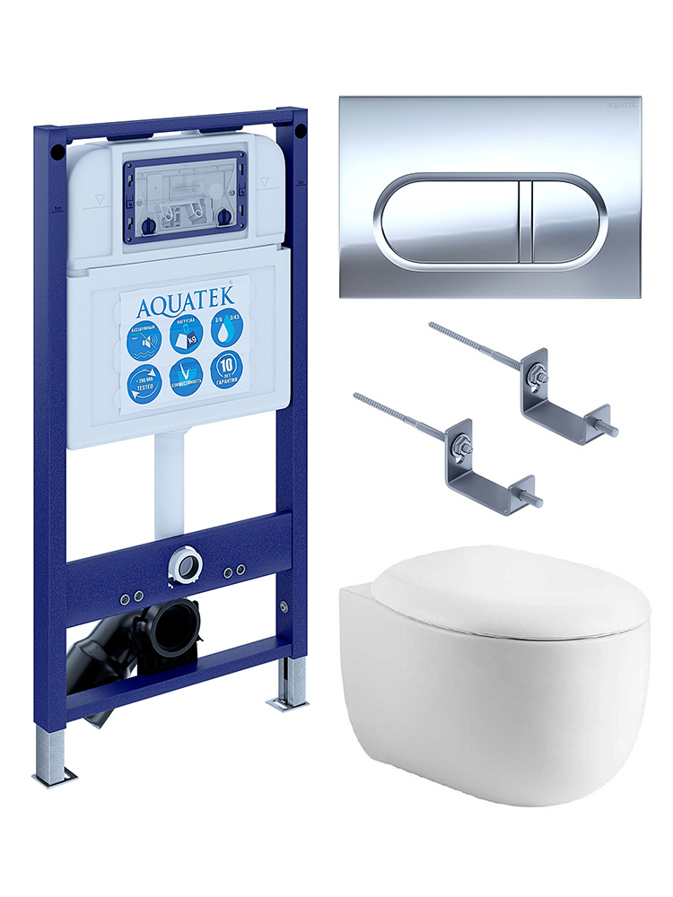 Комплект инсталляции 4 в 1 AQUATEK Альтаир (рама INS-0000025, кнопка KDI-0000043, унитаз AQ1980-00) cm-043