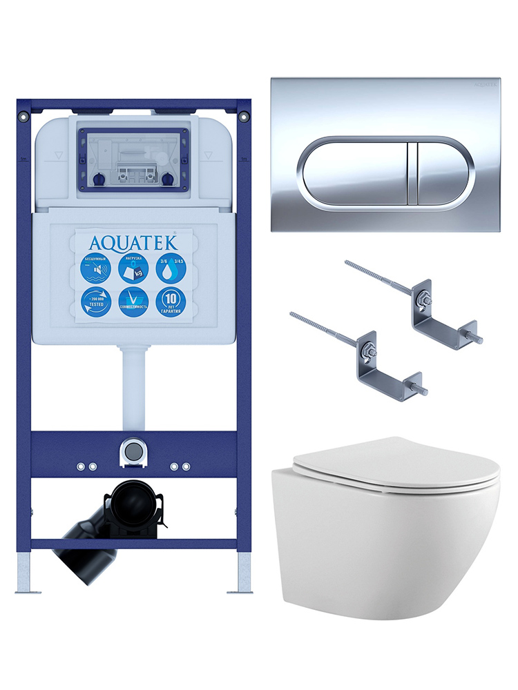 Комплект инсталляции 4 в 1 AQUATEK Европа с унитазом AQ1901-00 и клавишей KDI-0000043 SET AQUATEK ЕВРОПА-043 4в1