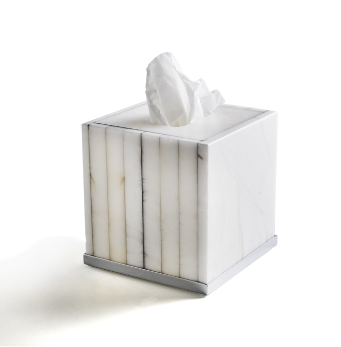 Контейнер для бумажных салфеток 3SC Rigato 130х130х140 мм алебастр/никель AL71NL