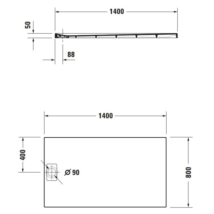 Душевой поддон Duravit Stonetto 1400x800 мм белый 720217380000000