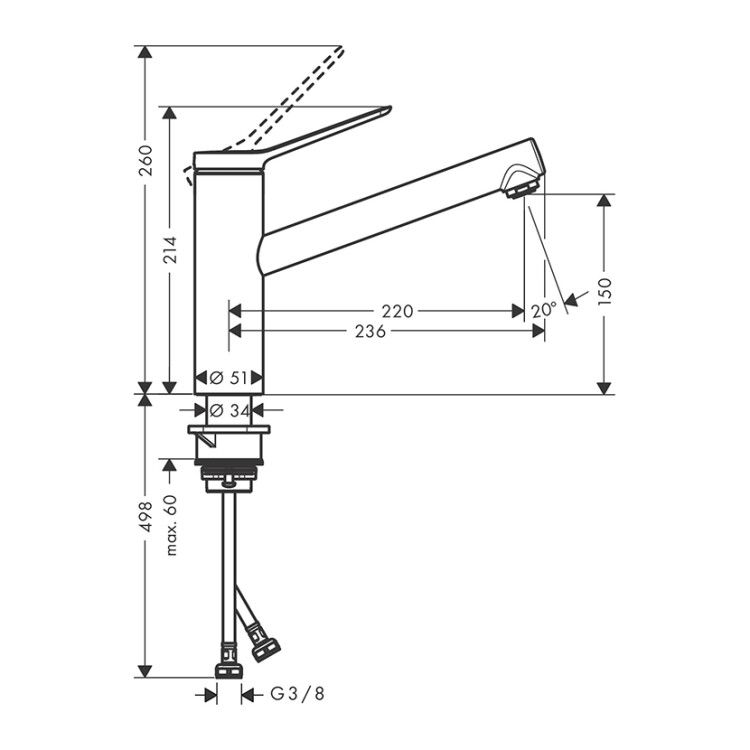 Смеситель для кухни Hansgrohe Zesis M33 Eco цвет хром 74811000