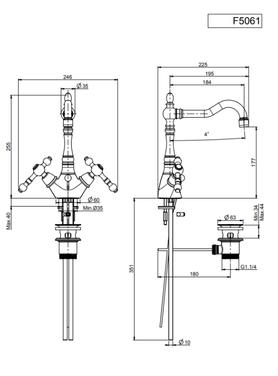 Смеситель для раковины Fima Carlo Frattini Epoque золото F5061OR