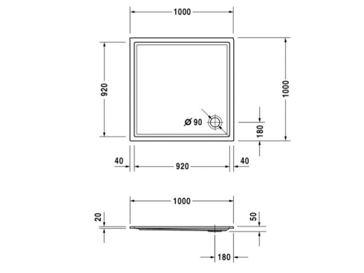 Душевой поддон Duravit Starck Slimline 1000x1000 мм квадратный с антислипом белый 720116000000001
