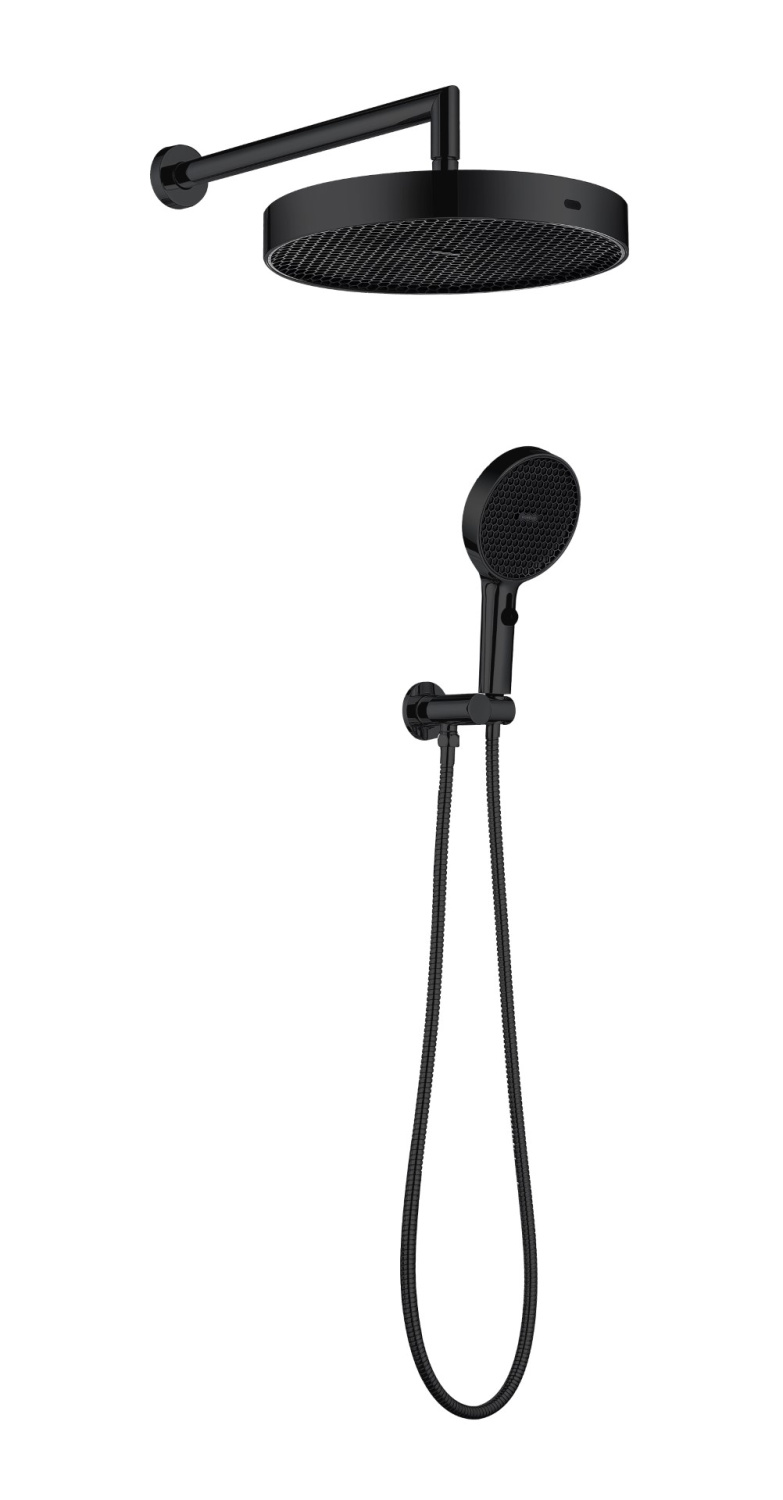 Душевой комплект Boheme Cell без смесителя верхний и ручной душ глянцевая оружейная сталь 427-SGM