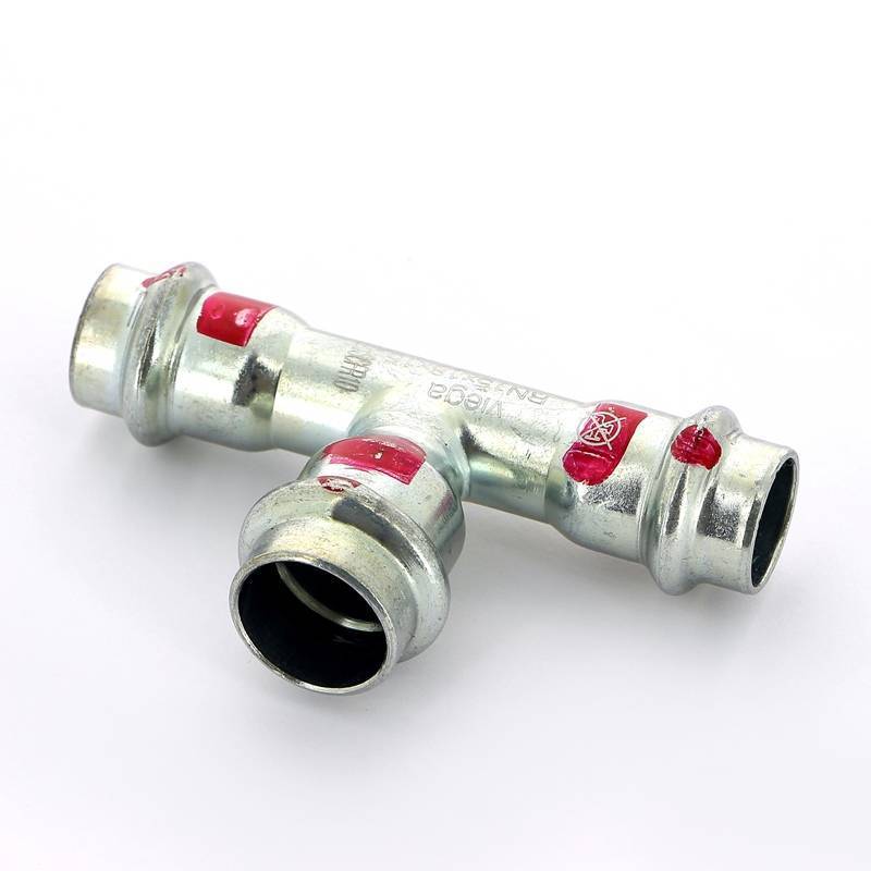 Тройник пресс Viega Prestabo 15х18х15 мм оцинкованная сталь SC-Contur 642549