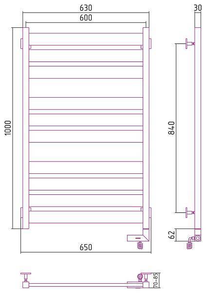 Полотенцесушитель электрический Сунержа Центурион 2.0 600x1000 мм правый белый 12-5603-1060