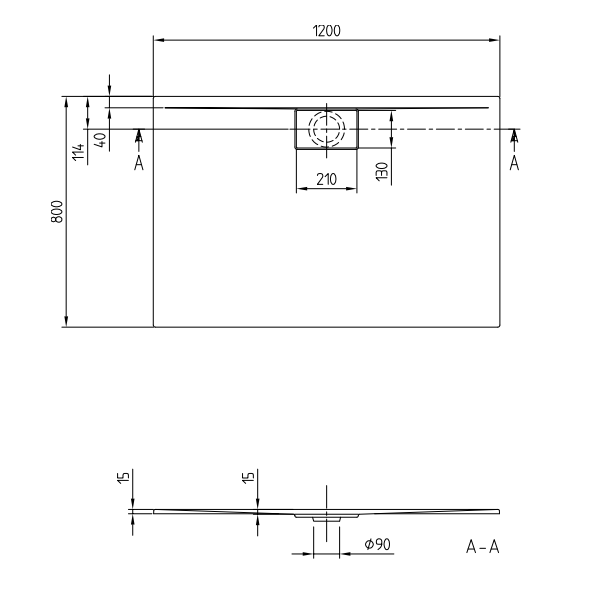 Душевой поддон Villeroy & Boch Architectura Metalrim 1200x800x15 мм белый UDA1280ARA215V01