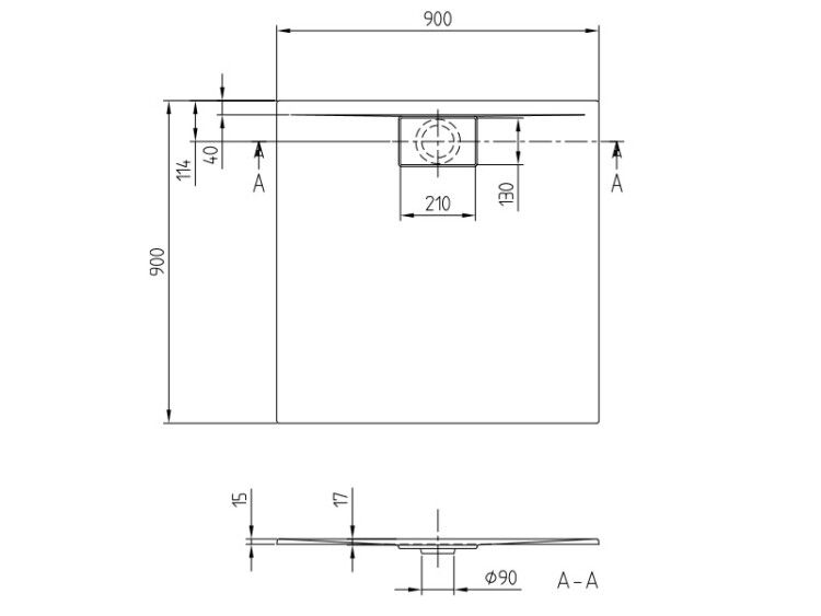 Душевой поддон Villeroy & Boch Architectura Metalrim 900x900 мм с антислипом VilboGrip белый UDA9090ARA115GV01