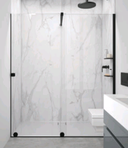 Душевая дверь Huppe Xtensa 1390x2000 мм правосторонняя раздвижная черный прозрачное стекло Anti-Plaque