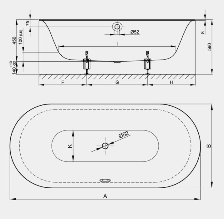 Ванна Bette BetteLux Oval 1700x750x450 мм с BetteАнтислип Sense белый 3465-000AS