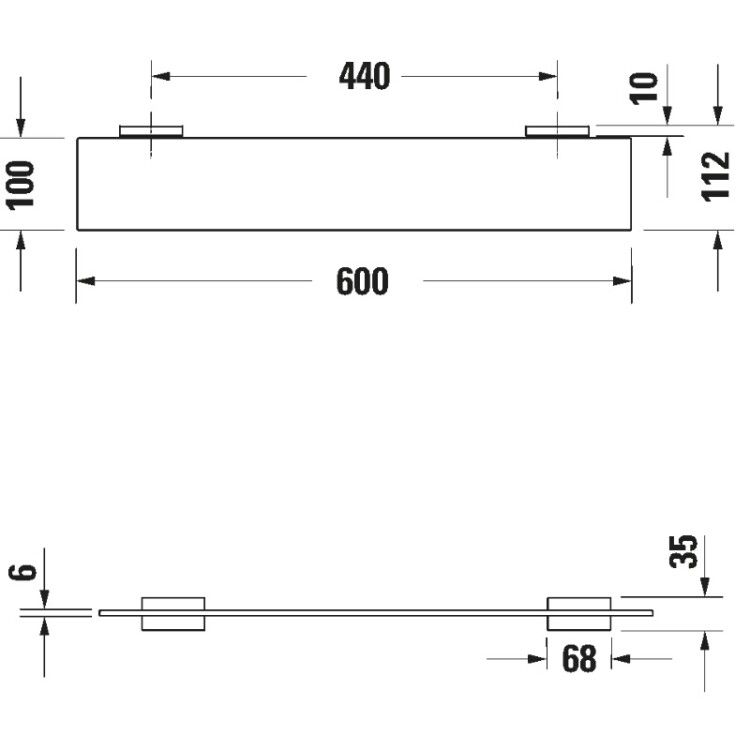 Полка Duravit Karree 600x112x35 мм стекло матовое/хром 0099501000