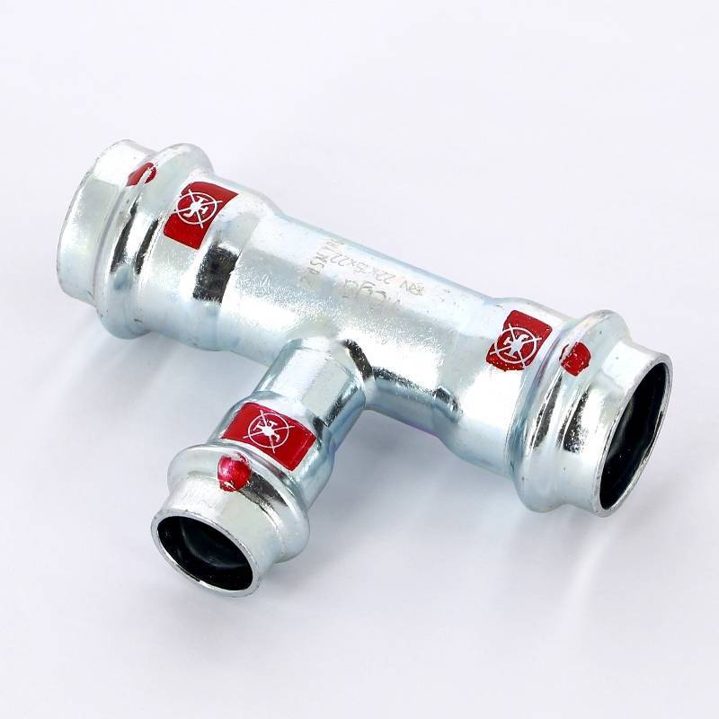 Тройник пресс Viega Prestabo оцинкованная сталь 22х15х22 мм 558697