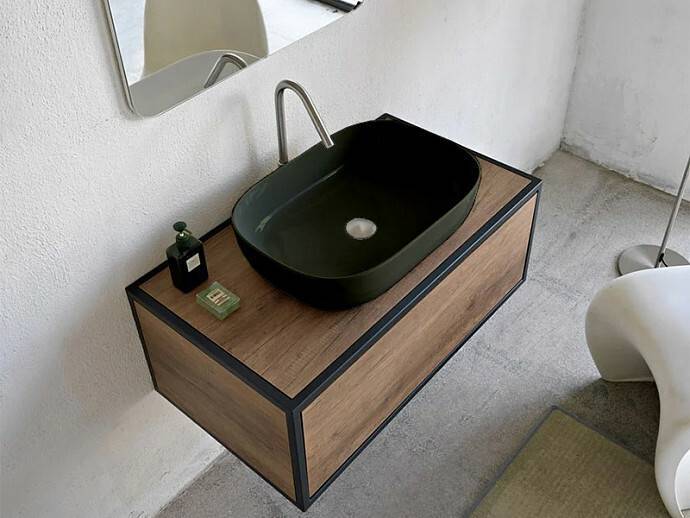 Раковина накладная Scarabeo Glam 56х39 см Lava BIOKER 1804/37BK