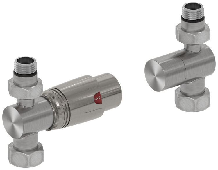 Терморегулятор, Сунержа, автоматический, G 1/2 НР х G 3/4 НГ, набор, прямой, цвет-сатин