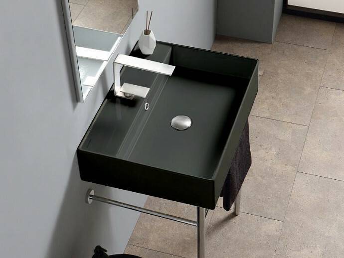 Раковина подвесная Scarabeo Teorema 2.0 60x46 см 1 отверстие для смесителя Ardesia BIOKER 5105/49BK