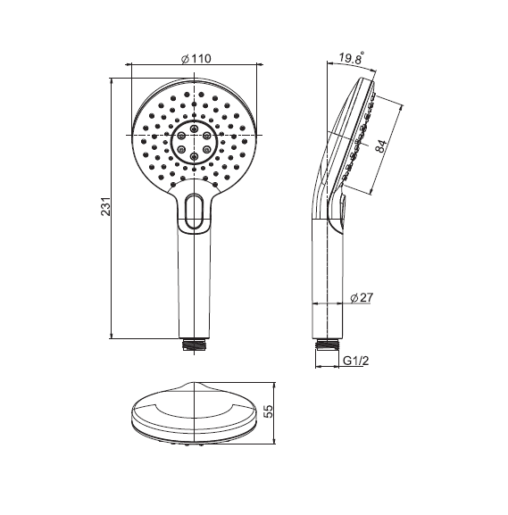 Ручной душ FIMA Carlo Frattini Handshowers 110 мм 3 режима бронза брашированная янтарная F1513ZS