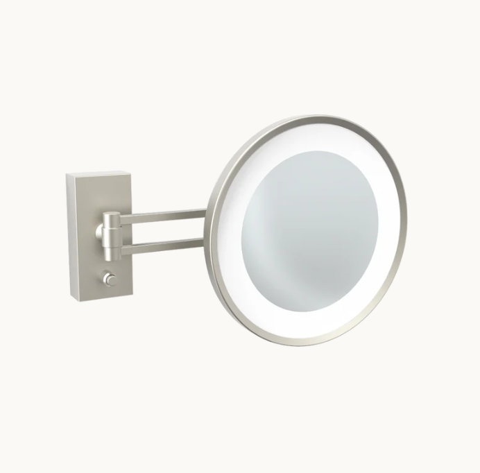Косметическое зеркало Decor Walther BS 36 LED настенное с подсветкой 3-кратное увеличение Nickel satin 0122134