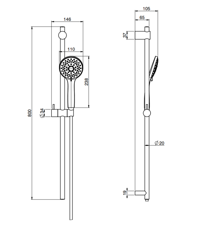 Душевой гарнитур FIMA Carlo Frattini Sliding rail 110 800 мм хром F2444CR