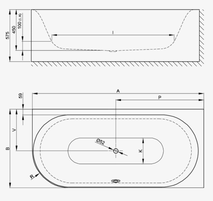 Ванна Bette BetteLux Oval V Silhouette 1750x800x450 мм BetteGlasur Plus белый 3435-000CELVSPLUS