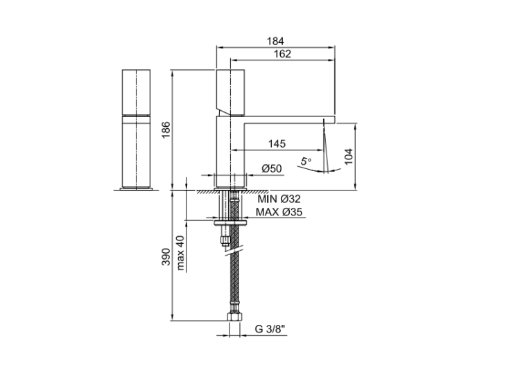 Смеситель для раковины Fantini Milano удлиненный излив Matt Gun Metal PVD 31P53003WF