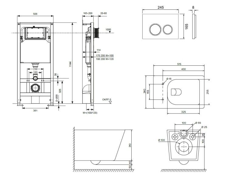 Комплект инсталляция TECE TeceSpring Base с унитазом Model S и клавишей TECEspring R хром K401101WCS