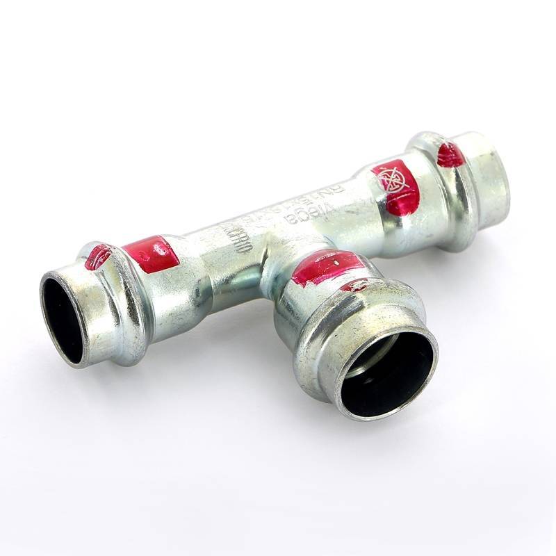 Тройник пресс Viega Prestabo 15х18х15 мм оцинкованная сталь SC-Contur 642549