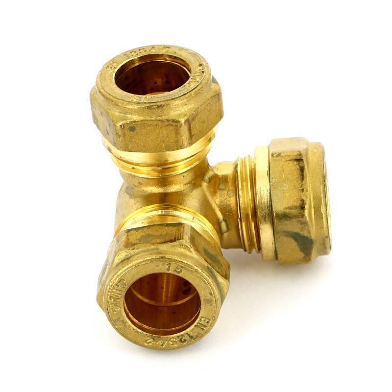 Тройник обжимной трехплоскостной Tiemme 15 мм 1000158