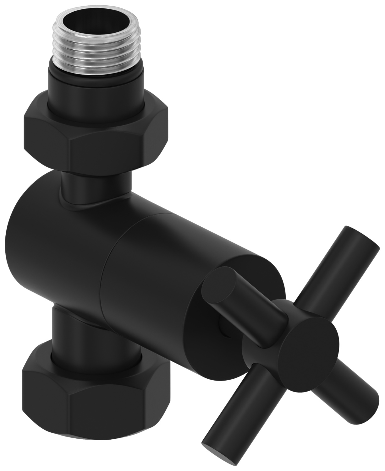 Вентиль регулировки температуры Сунержа прямой крест G 1/2 x G 3/4 черный матовый 31-1409-1234